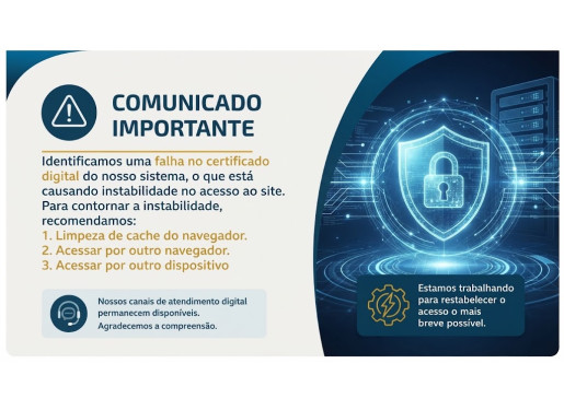 Comunicado - Erro no certificado digital do sistema Master Manager